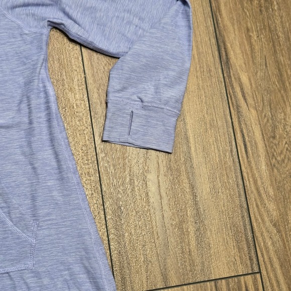 Hanna Andersson Girls Blue Space Dye Hooded Active Dress Thumbholes Size 8 130cm - Picture 3 of 8